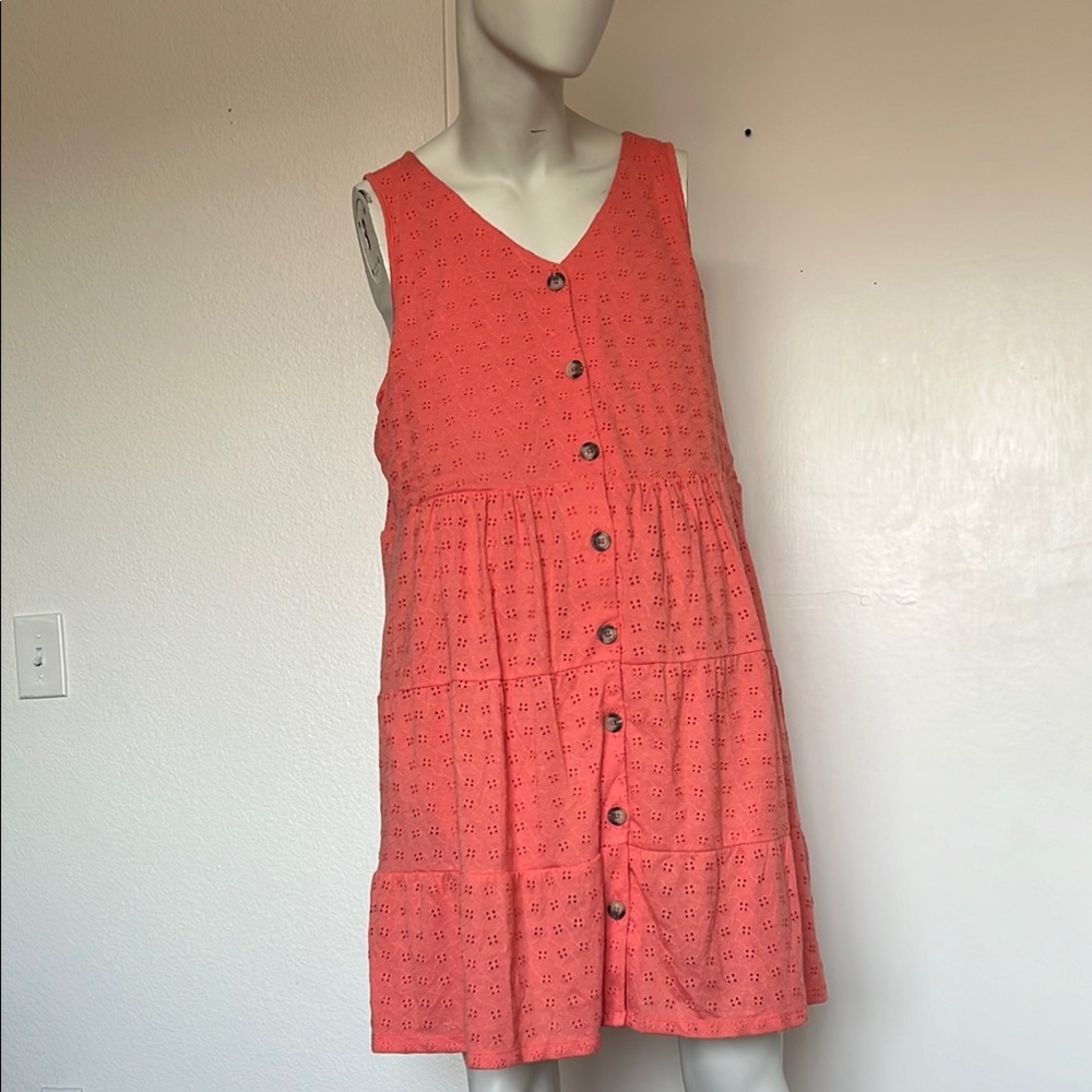 Sonoma coral Button-Down Sleeveless summer Dress size XXL NWOT.